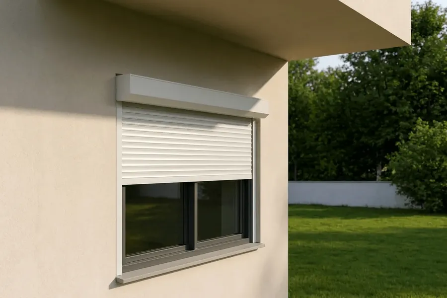 Persiana en la ventana de una vivienda unifamiliar